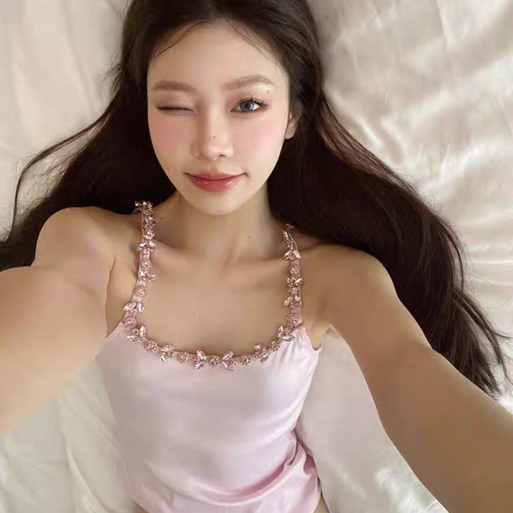 Elegant Pink Floral Trim Camisole